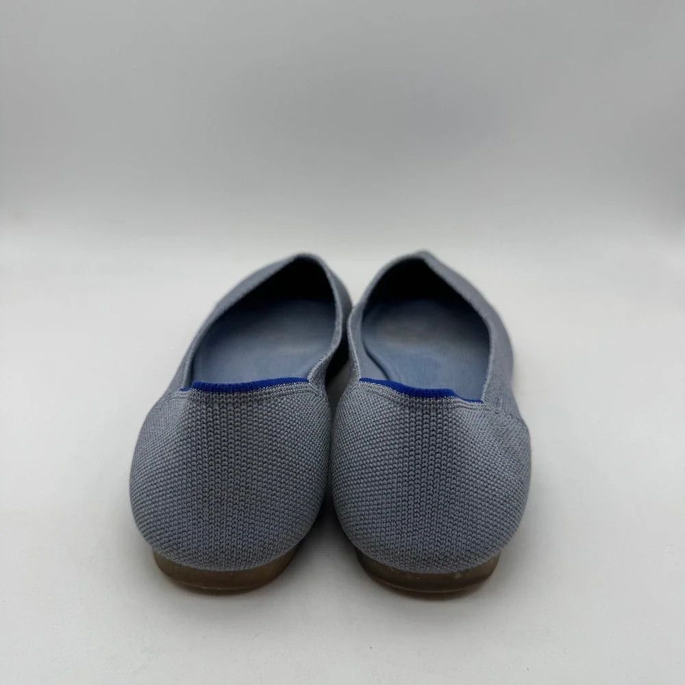 Rothy's Ballet Flat Women 8.5 The Point Shoes Blue Metallic Silver Knit Slip On‎